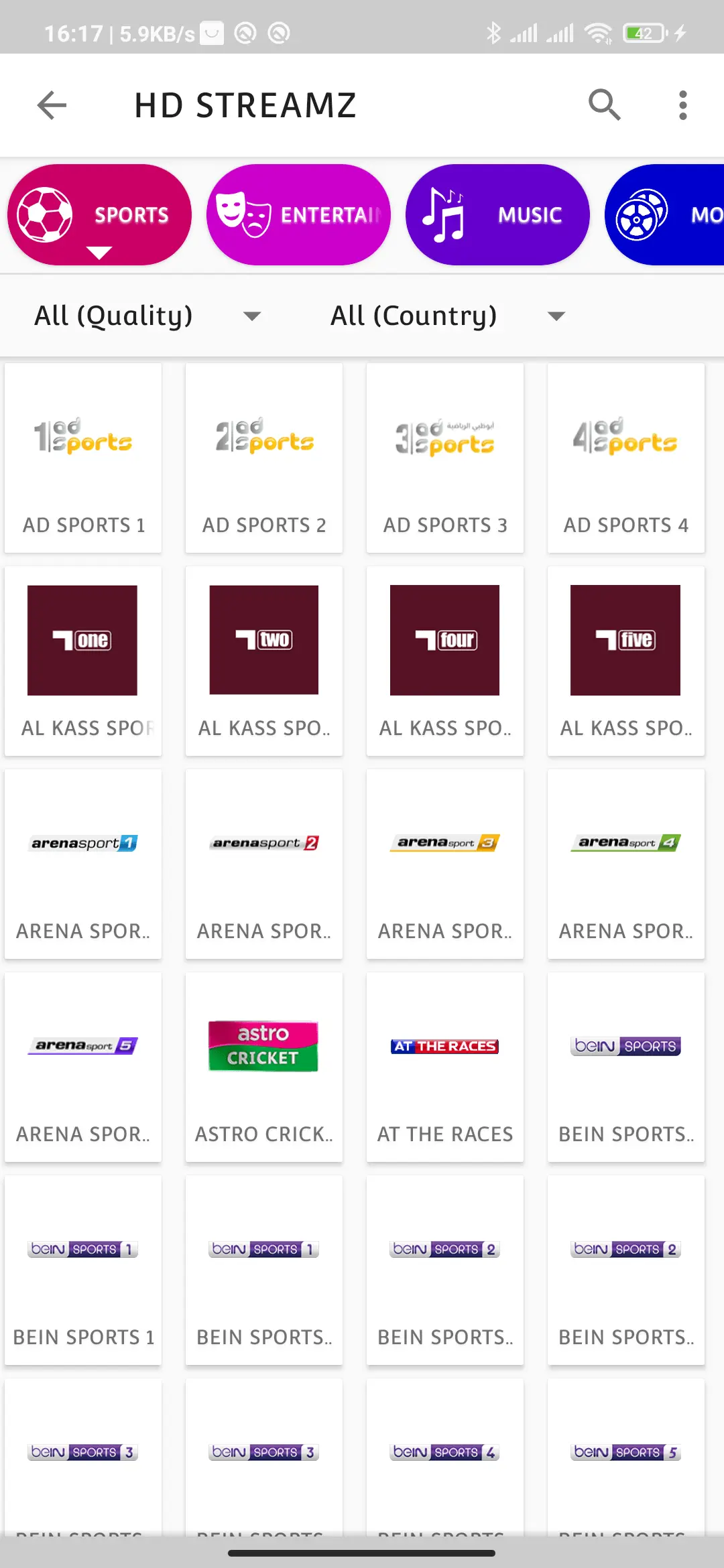 LXP TV category screen